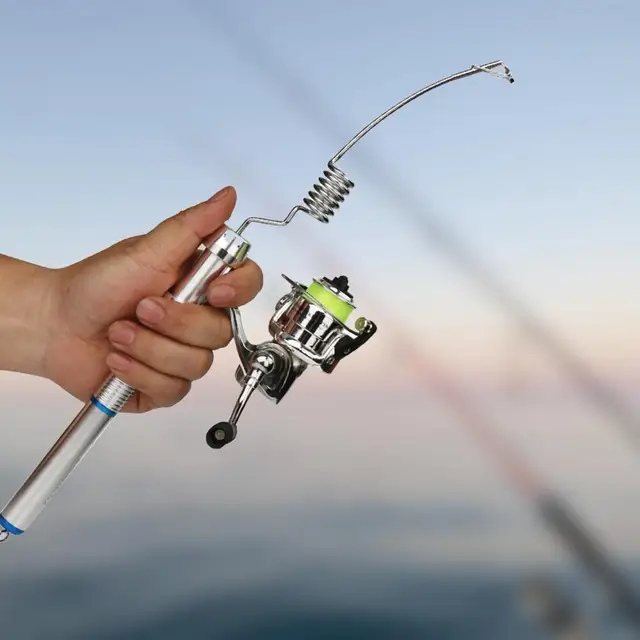 Portable Fishing Rod Mini Stainless Steel River Lake Ice Fishing Rod Pole  Spinning Wheel Reel Kit Fishing Accessories