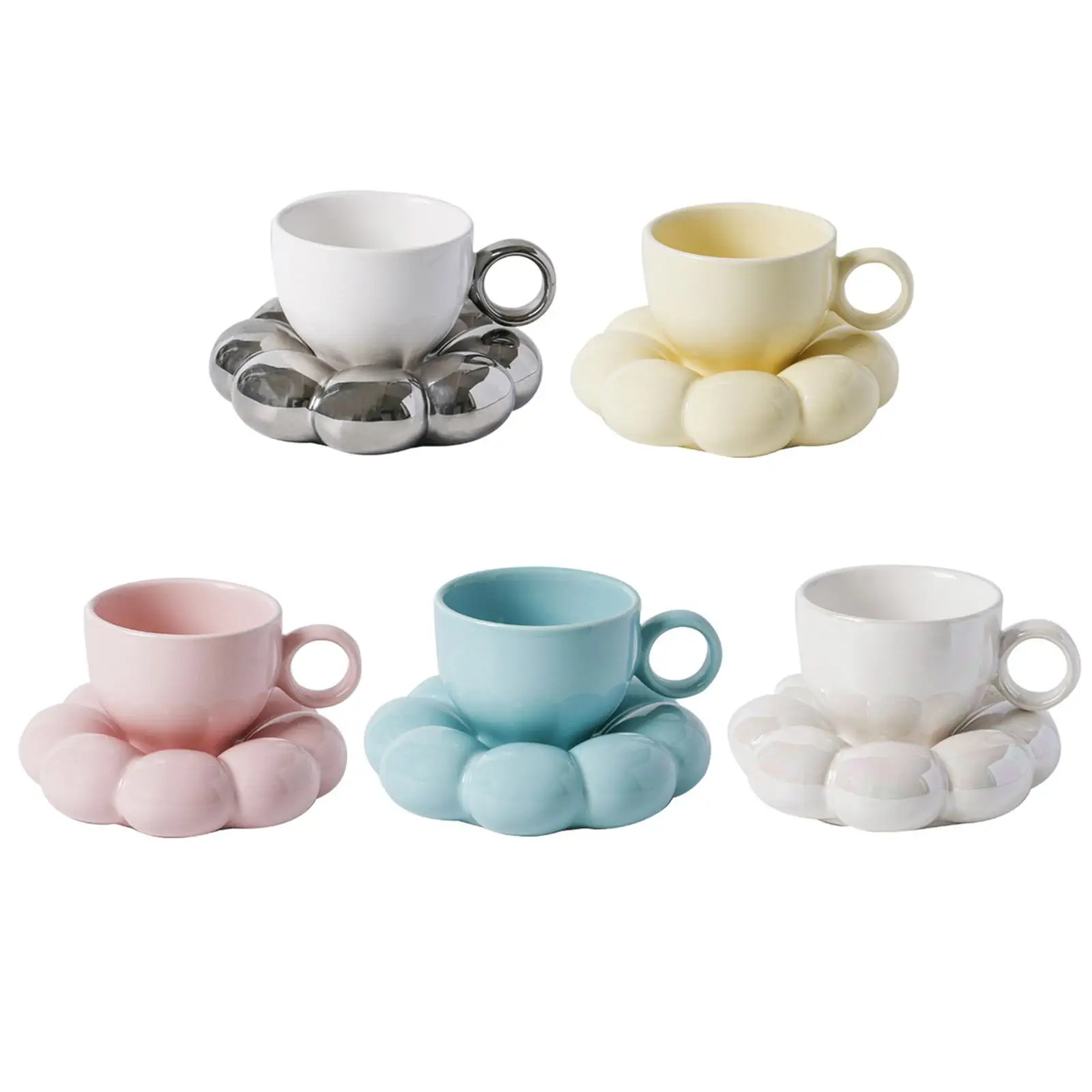 Ceramic Coffee Mug and Set with Handle Anti-Skid Photo Prop Creative Exquisite for Home Office Afternoon Tea Cappuccino
