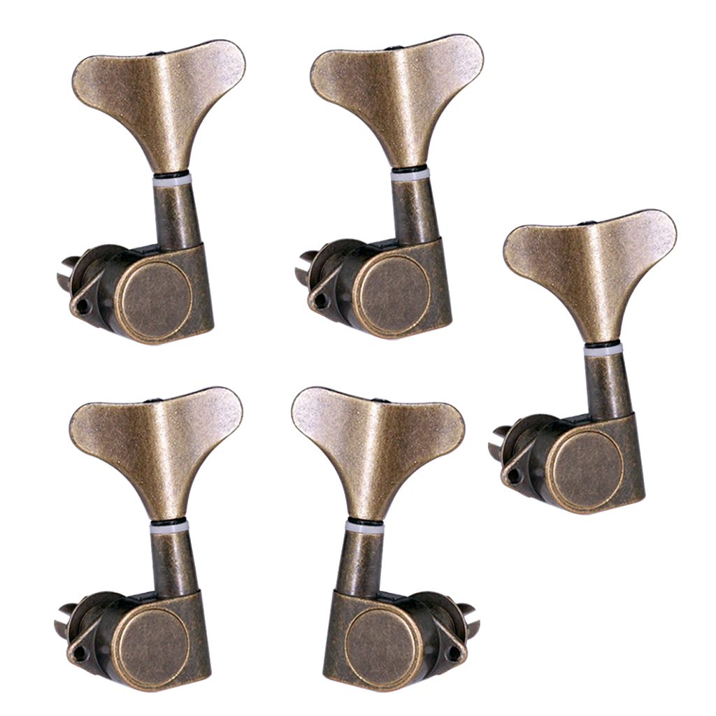 5 Pack of Electric or Acoustic Guitar String Tuning Pegs Machine Head (4 for Left + 1 for Right), Bronze, 2.17-2.20 inch
