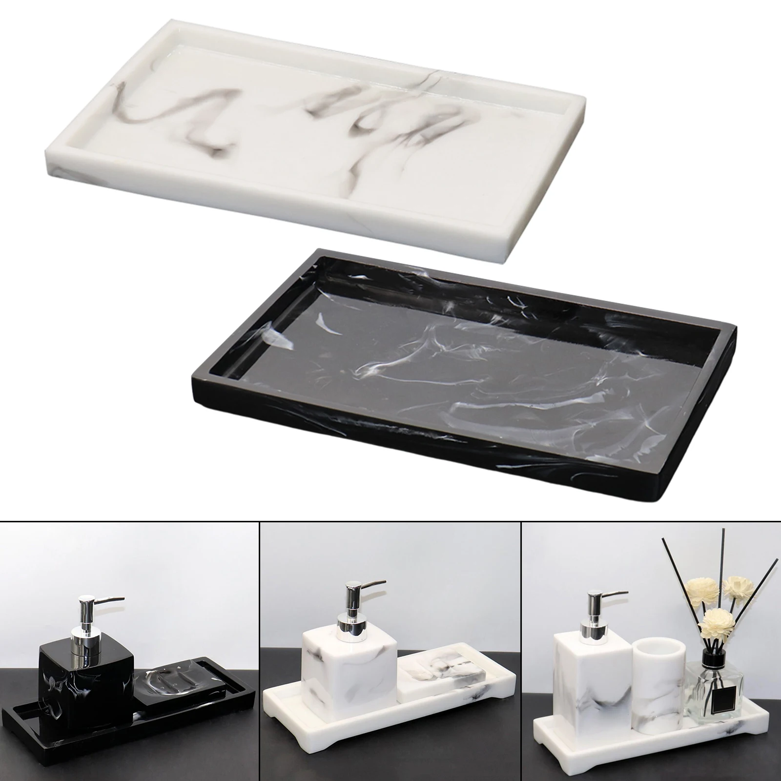 1x Nordic Resin Bathtub Tray Countertop Dispenser for Jewelry Candles Soap