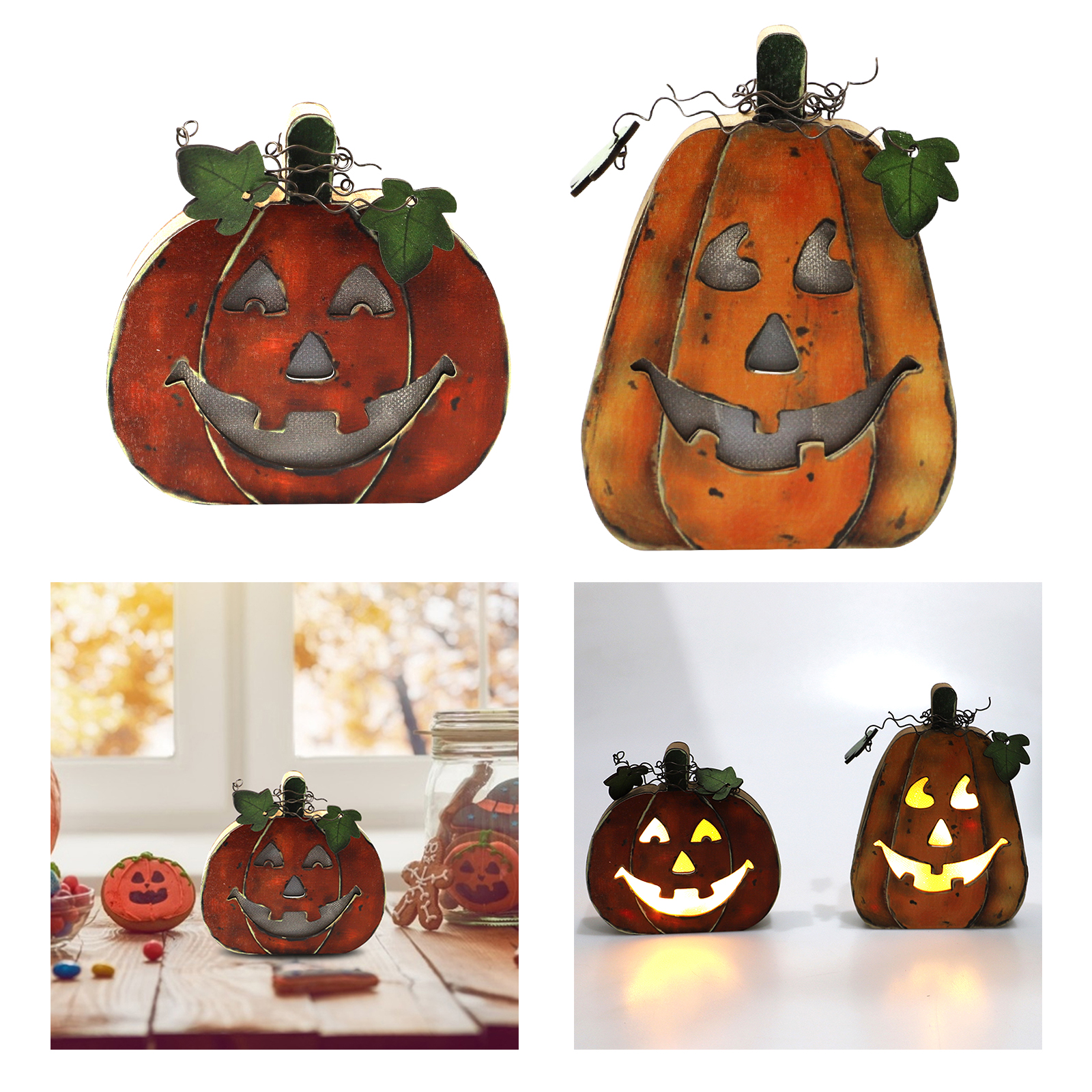 Halloween Pumpkin Light Lamp Wooden Lantern Party Decoration Decorative