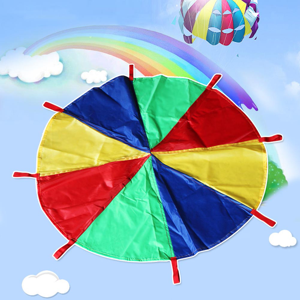 Multicolor Parachute Tent for Children with Handles for Toy Cooperative Games
