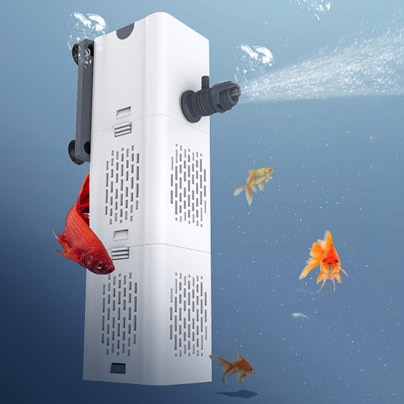 Fish Tank Filter Air Pump Built-in Loop Aquarium Filter Submersible Aquarium Filtration Pump Oxygen Wave Making US Plug