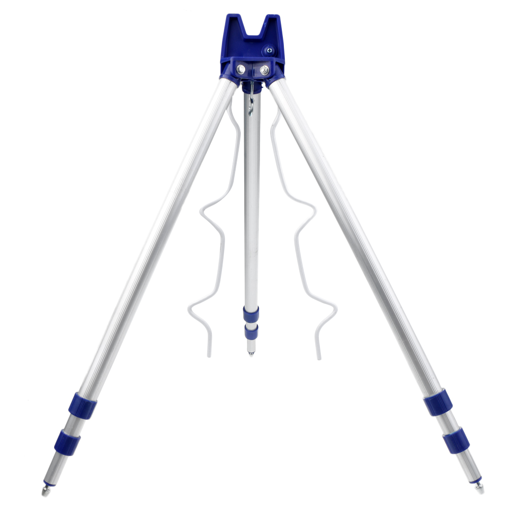 Aluminum Alloy Telescopic Fishing Tripod Holder Stand for Fishing Rod Blue/Black