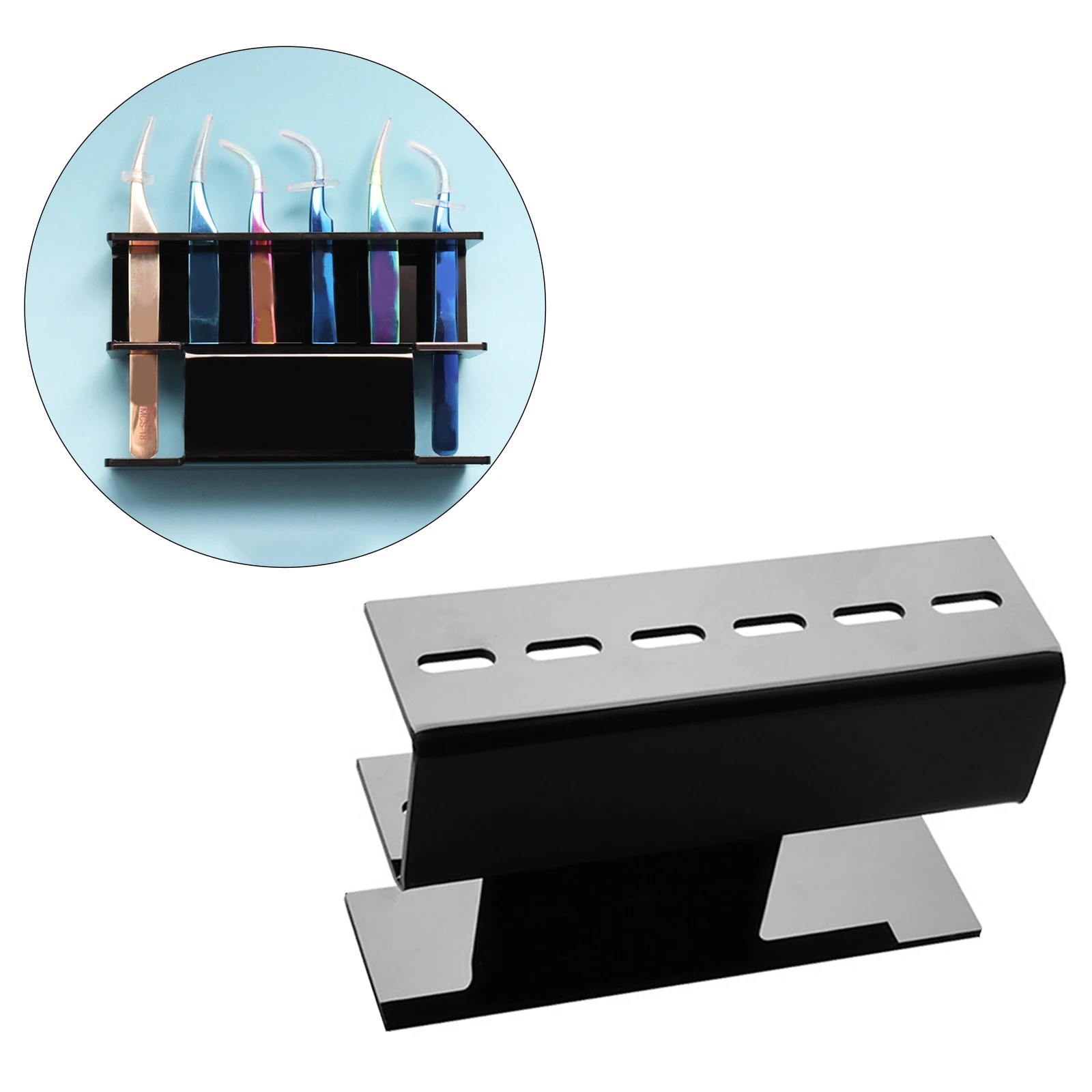 6 Holes Tweezers Stand Holder Storage Rack Acrylic Display Stand Salon Tools