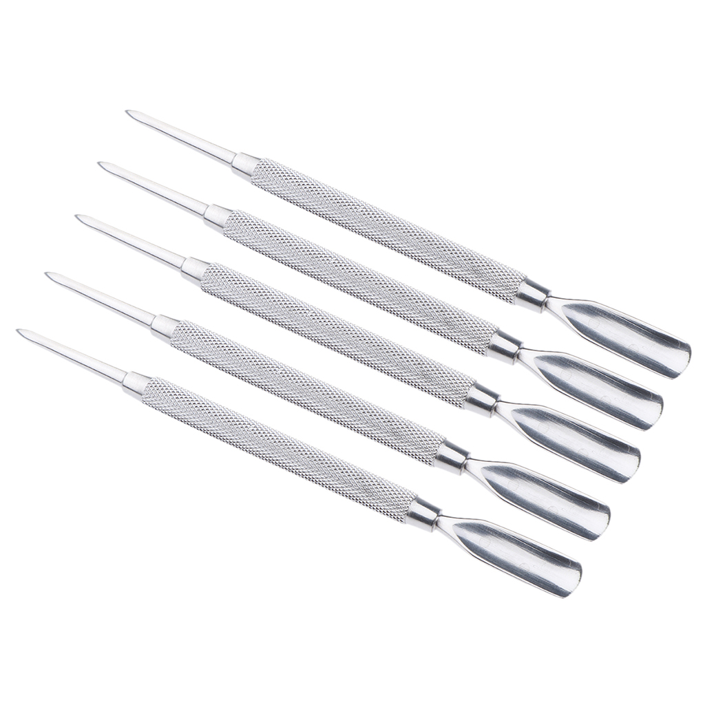 5pcs Stainless Cuticle Nail Pusher Spoon Remover Manicure Pedicure Care Tool