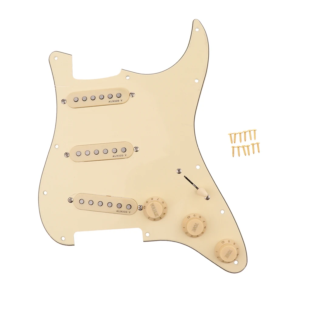 Cream Yellow Single Coiled Alnico V Pickguard For  Electric Guitar