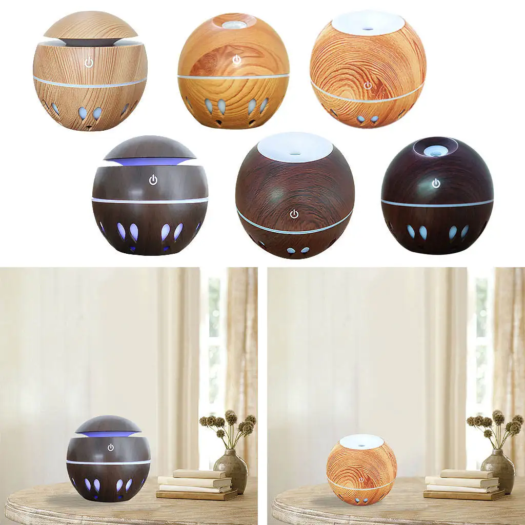 Aromatherapy Diffuser Wood Grain Colorful Aroma Diffuser Air Humidifier Essential Oil Diffuser for Bedroom Home Office