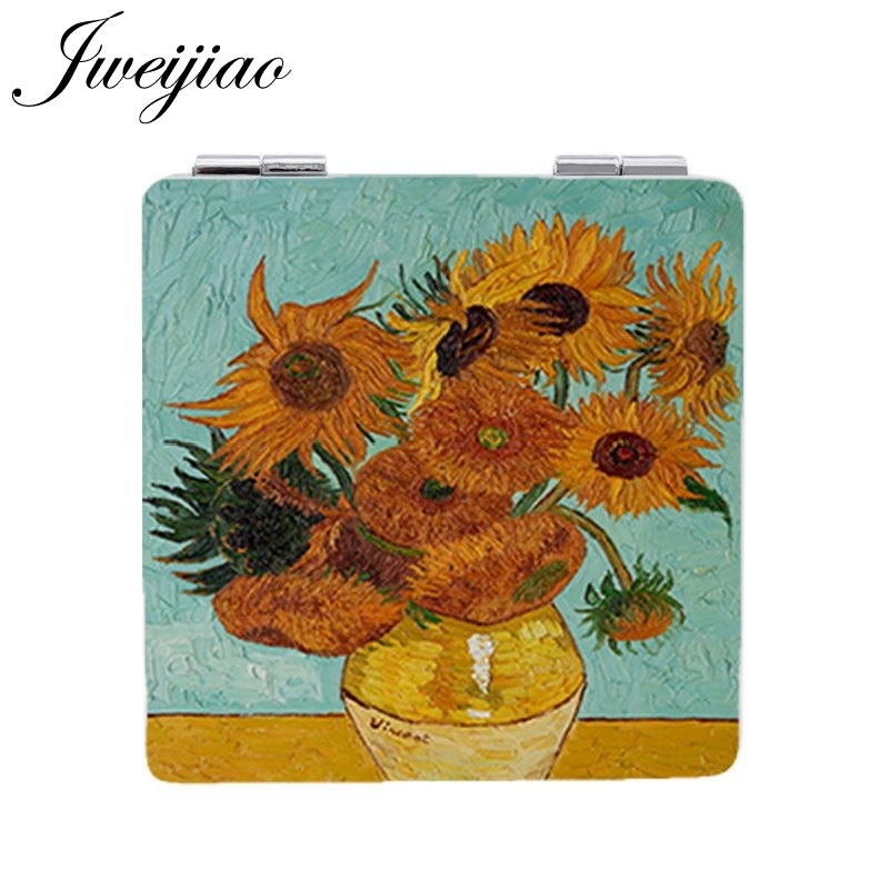 Best of Youhaken Van Gogh Oil Painting Sunflower Makeup Mirrors Famous Paintings Starry Sky Square Leather Pocket Mirror For Women ZZ74 Reviews & Tips