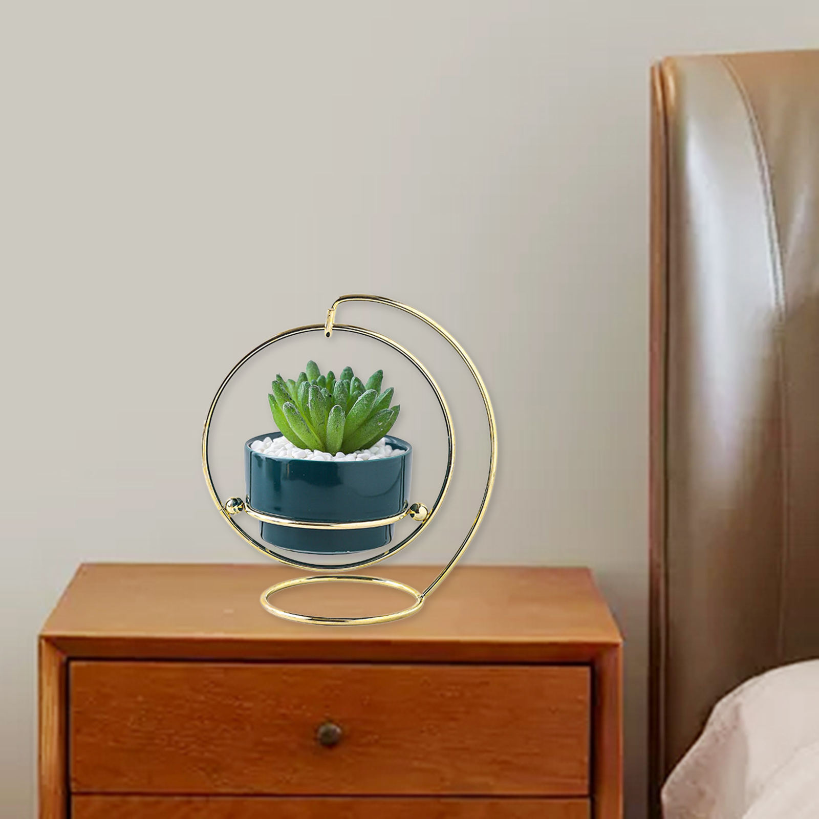 Ceramic Succulent Planter Pots with Iron Stand Holder, Planting Small Flower Planter Pots for Home Office Decor
