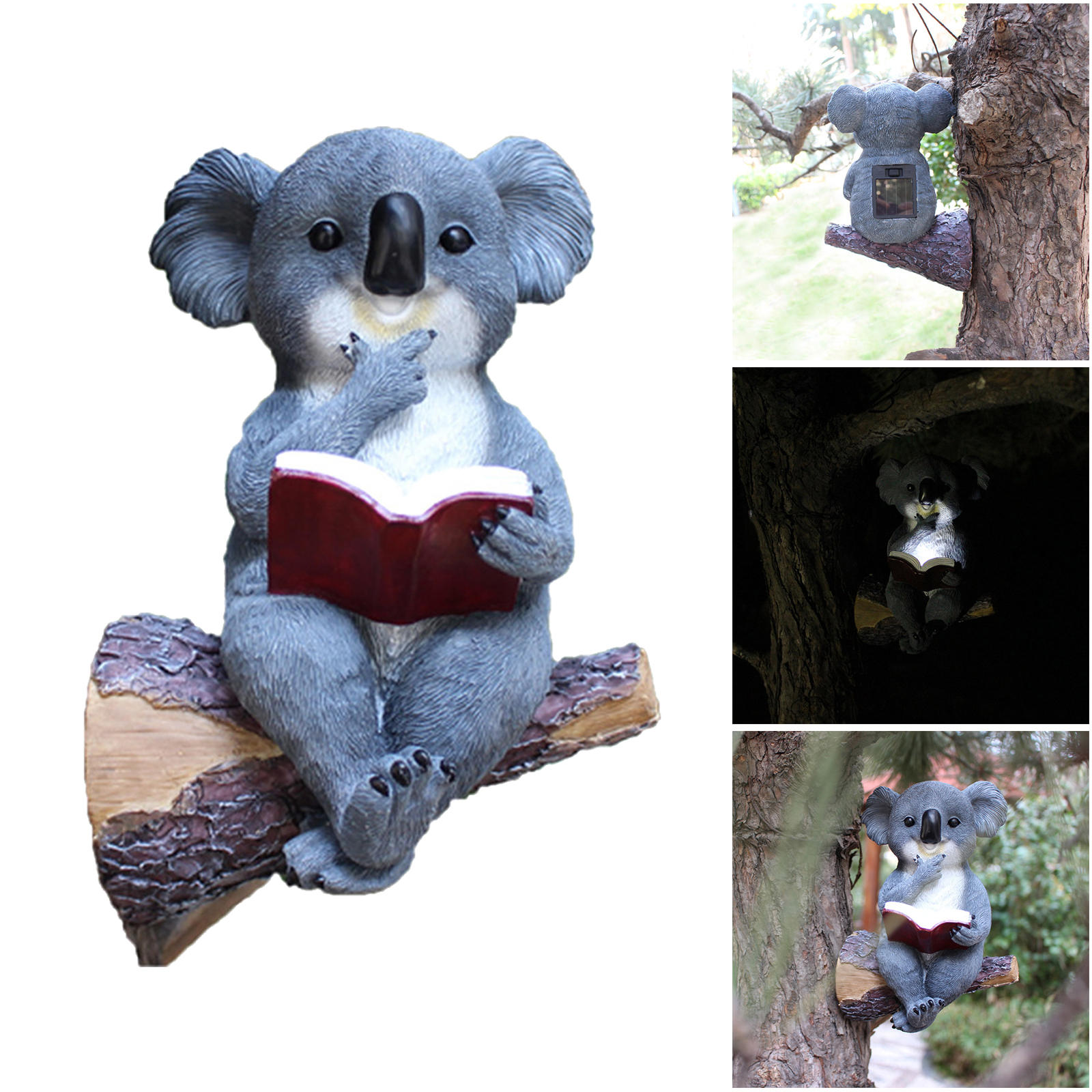 Solar Garden Statue Koala Animal Figure Waterproof Solar Lamp Lawn Yard Porch Night Light Decoration Ornaments