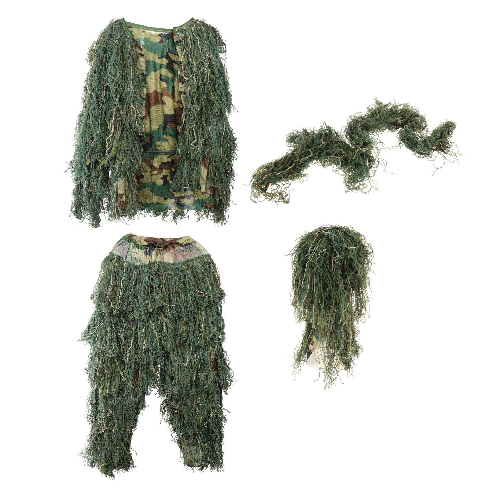 Outdoor Camo Suits Ghillie Suits 3D Woodland Camouflage Clothing Sniper Military Clothes Pants for Jungle Hunting, Shooting
