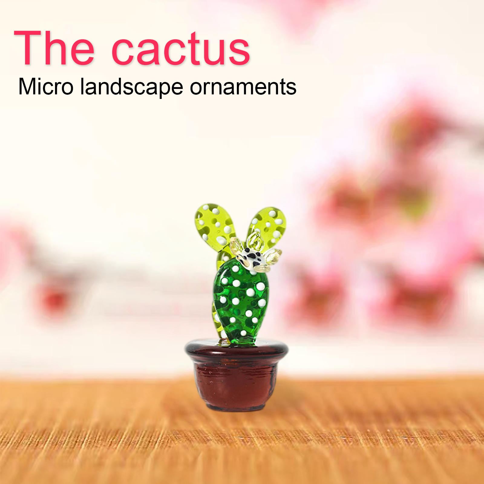 Artificial Glass Cactus Table Mini Potted Succulent Creative Desktop Decorations Tropical Plants Craft for Dining Home Garden