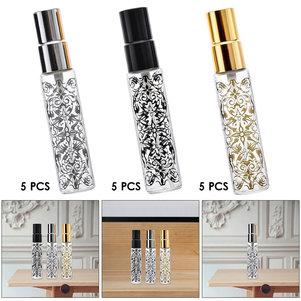 10ml Glass Spray Bottle, Empty Fine Mist Spray Bottles for Cleaning, Aromatherapy, Essential Oil Diffuser-5 Pcs