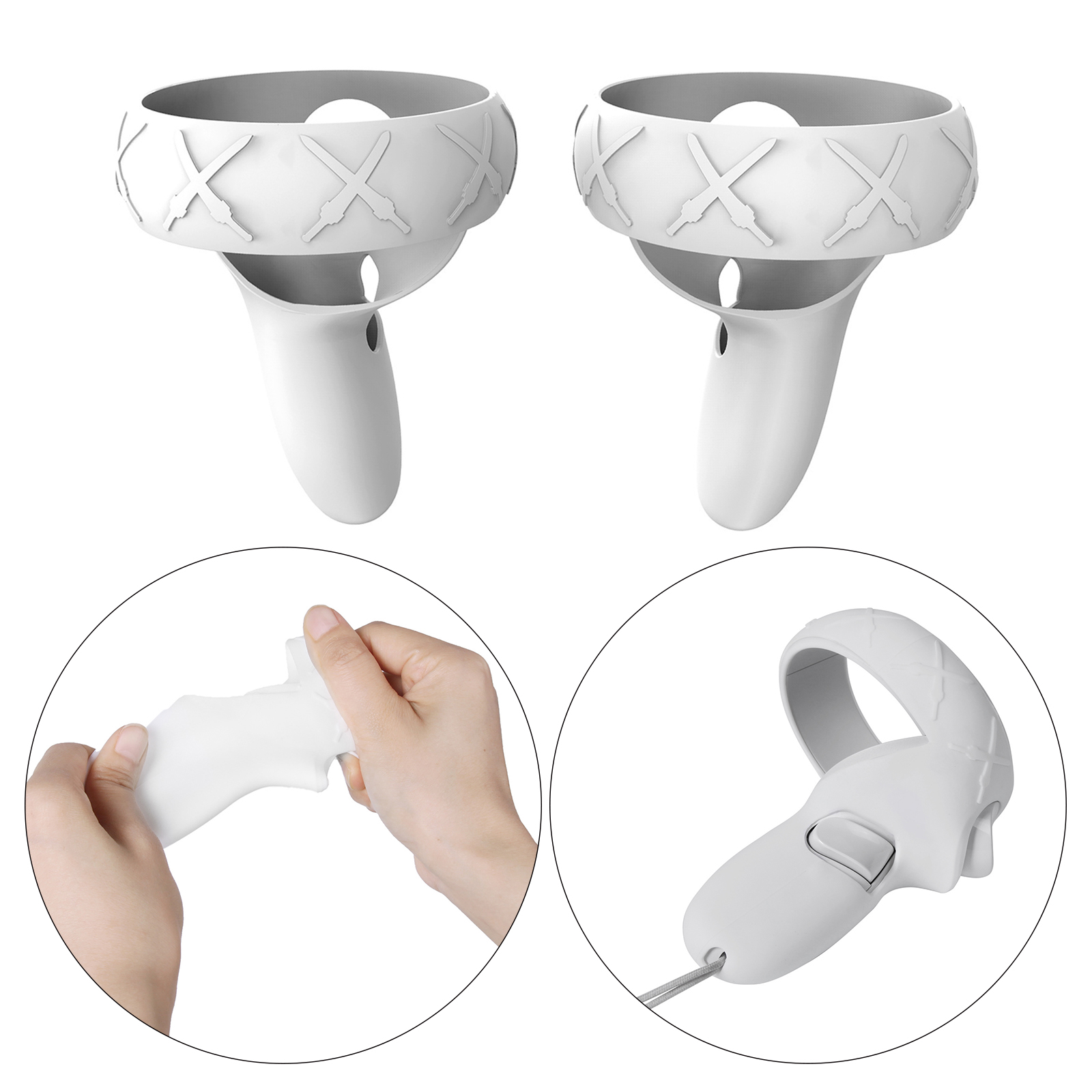 1 Pair Silicone Touch Controller Grip Cover for  Quest 2 Skin Anti-Throw Handle Protective Sleeve Accessories VR