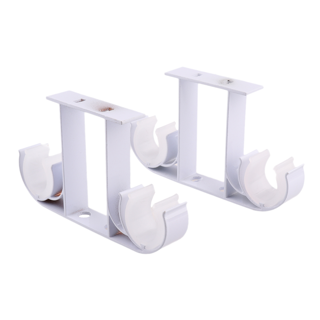 2Pcs Heavy Duty Window Curtain Rod Pole Wall Mount Brackets Hook Holder Curtain Clip Accessories