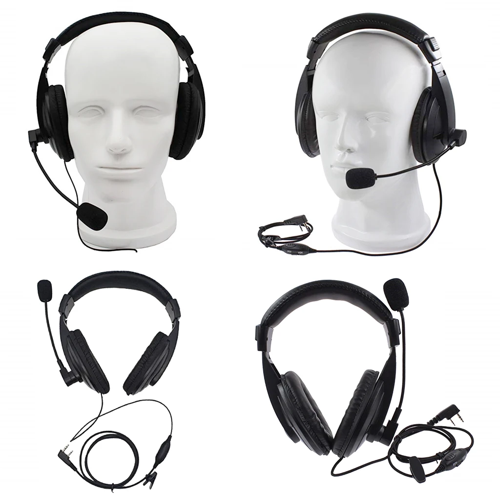 2x Professional Noise Cancelling Overhead Headphones for 2Pin Baofeng Black