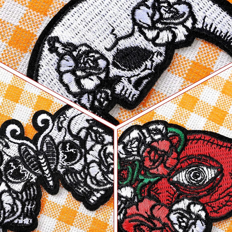 3-teiliges Aufnäher „All Seeing Eye on Heart“, Schmetterling, Totenkopf, Mond, besticktes Abzeichen zum Aufbügeln, Aufnähen, Emblem, DIY-Bastelzubehör – Detail 2