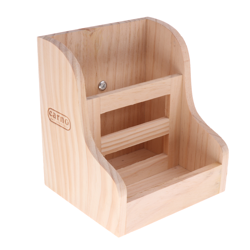 2-in-1 Functional Rabbit Wooden Bowl Feeder Bunny Guinea Pig Chinchilla Hay Grass Rack Manager Small Animals