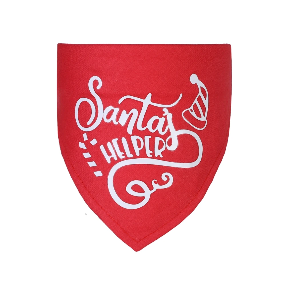 Un pañuelo rojo con un gráfico blanco. El gráfico parece ser una representación estilizada de una persona con barba, con sombrero y sosteniendo una campana, que es una representación común de Santa Claus.