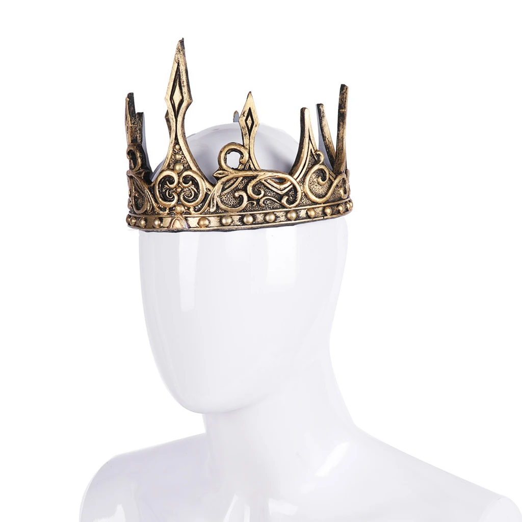 King Crown for Men Luxury Roman Baroque Tiaras for Cosplay Halloween Birthday Adults