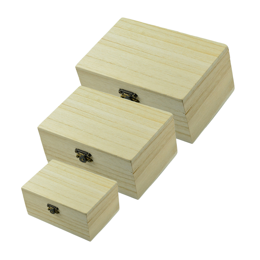 3 Sizes Plain Wooden Box Small Wood Hinged Memory Box, Jewelry Box, Wood Storage