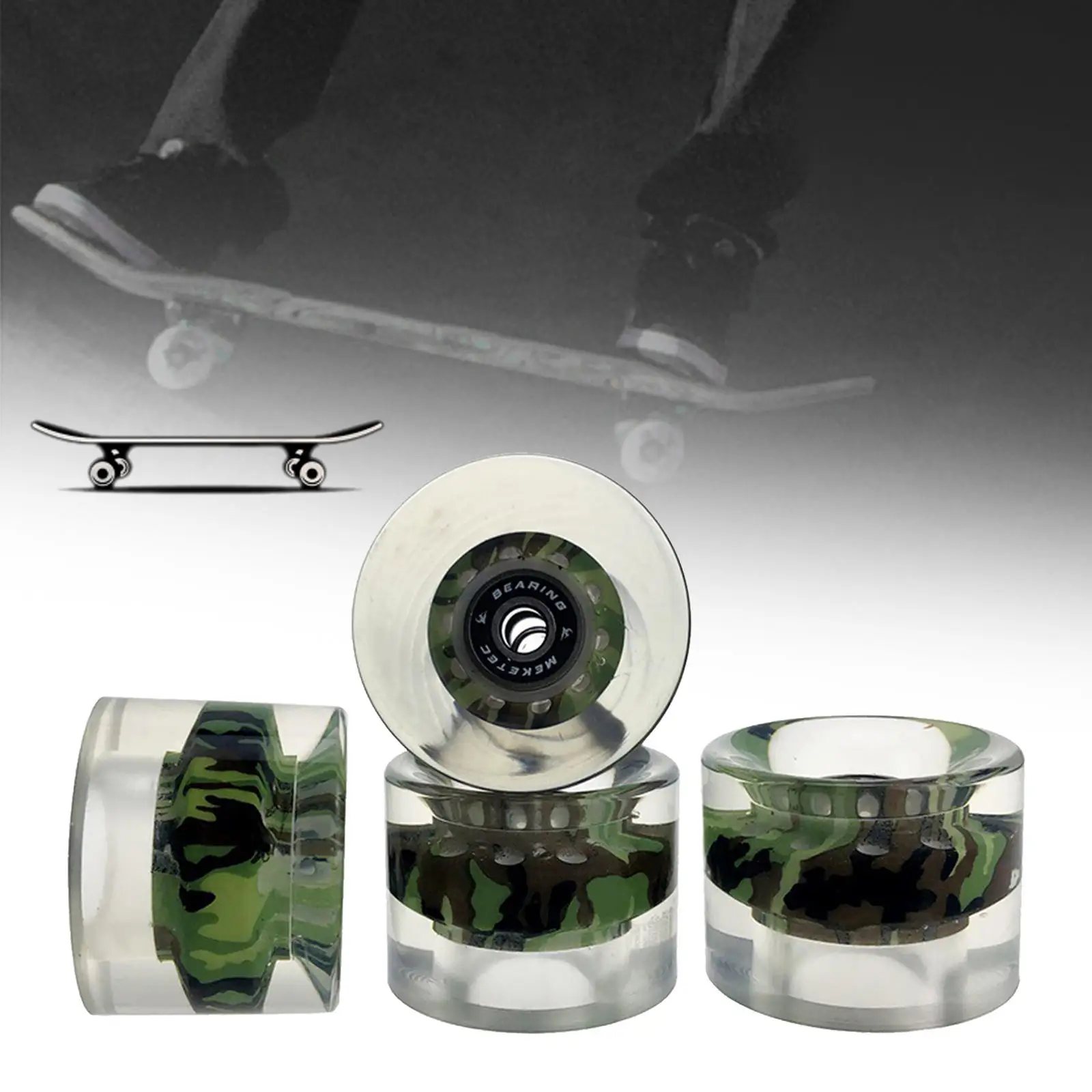 4pcs/Pack 60mm Longboard PU Wheel Replacement Skateboard 80A Hardness Wheels Cruising Wheels and Bearings Set