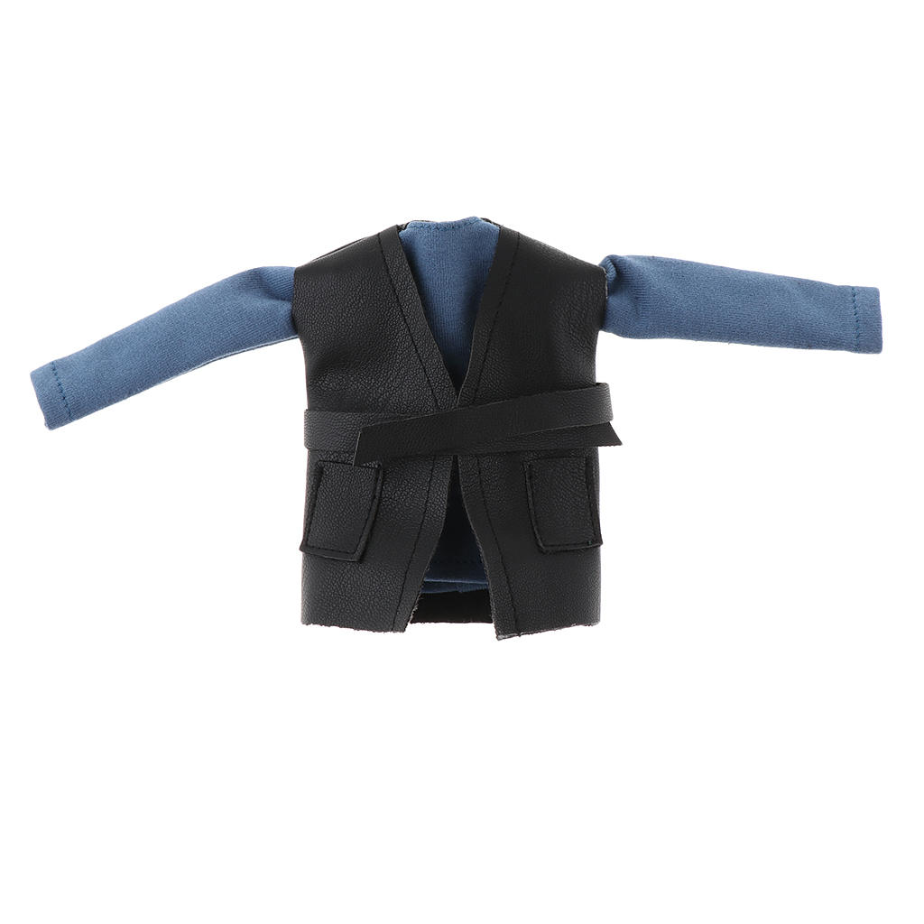 Fashion Handmade Doll Blue T-shirt & Leather Waistcoat Set For Blythe Doll For 12inch Doll 1/6 Kids Toys