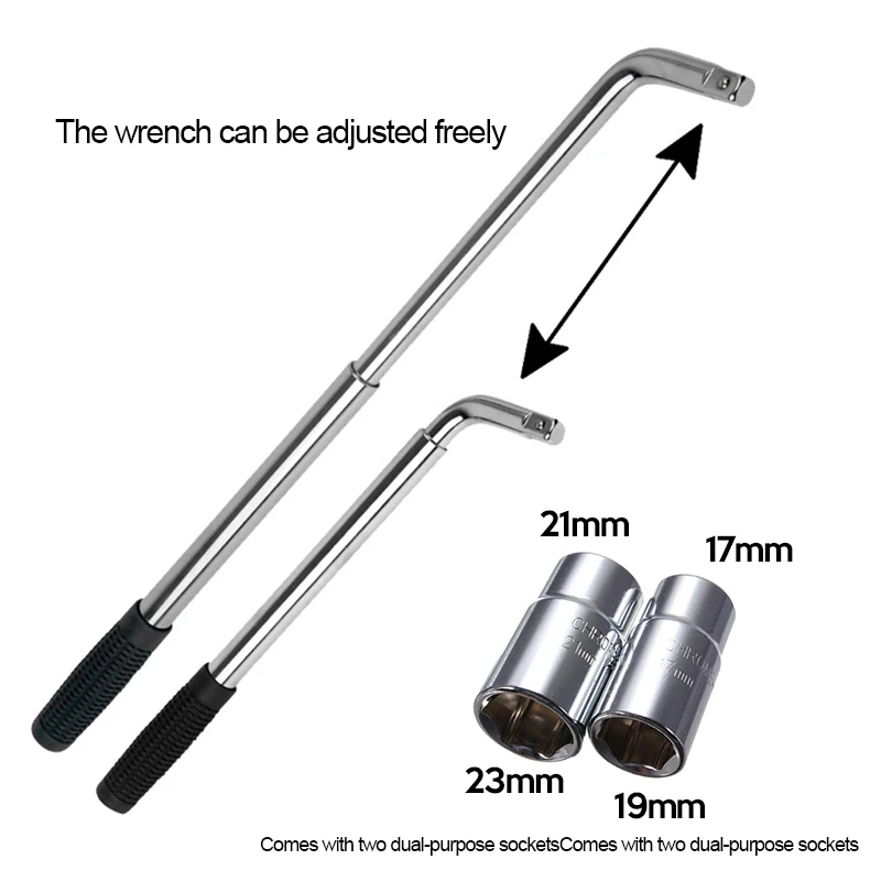 17/19, 21/22mm Telescoping Wrench Lug Spanner Wheel Wrench Car Repair Tools with CR-V Sockets 
