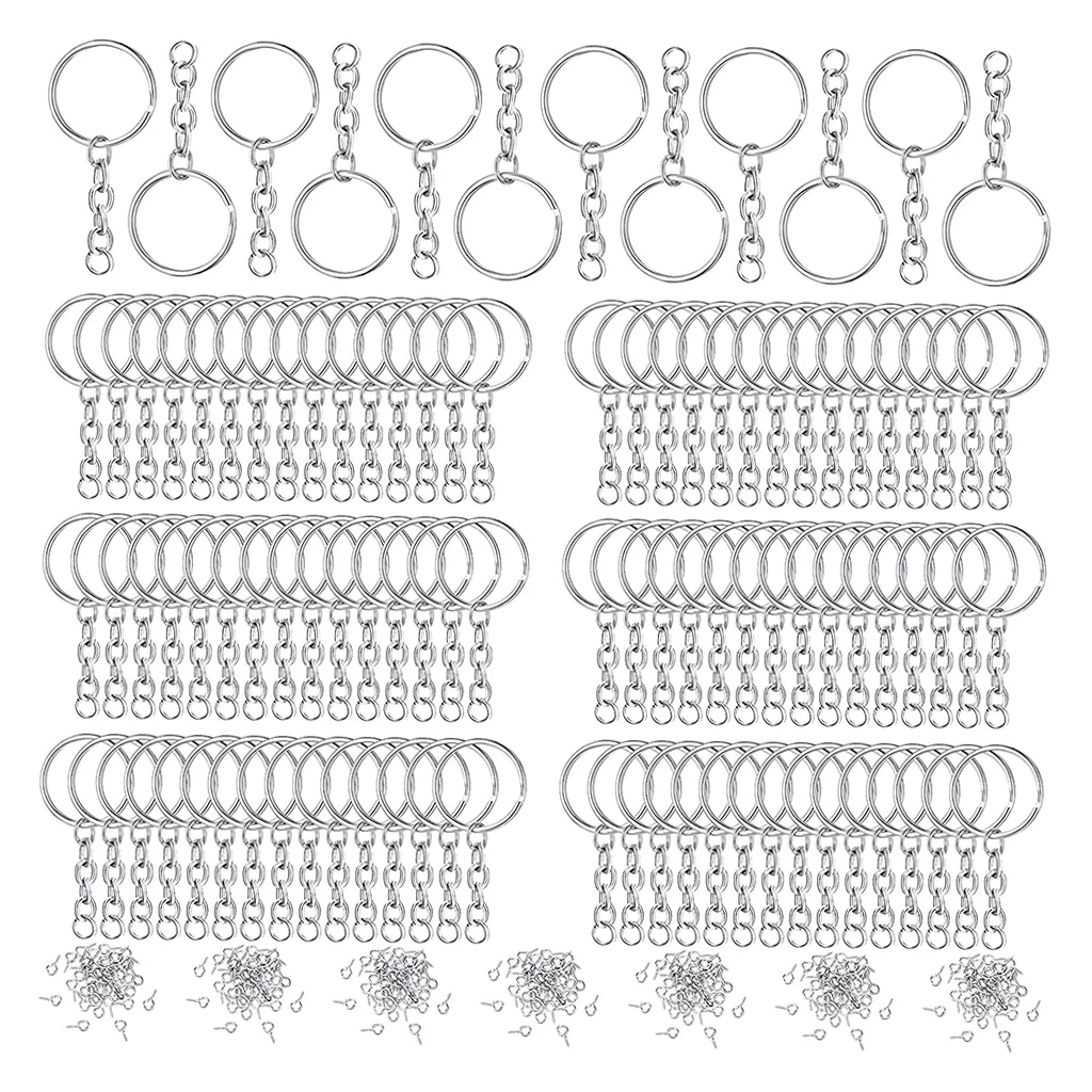360pcs Alloy Split Keychain Ring Parts Key Ring with 25mm Chains and Open Jump Ring DIY Jewelry Making Supplies