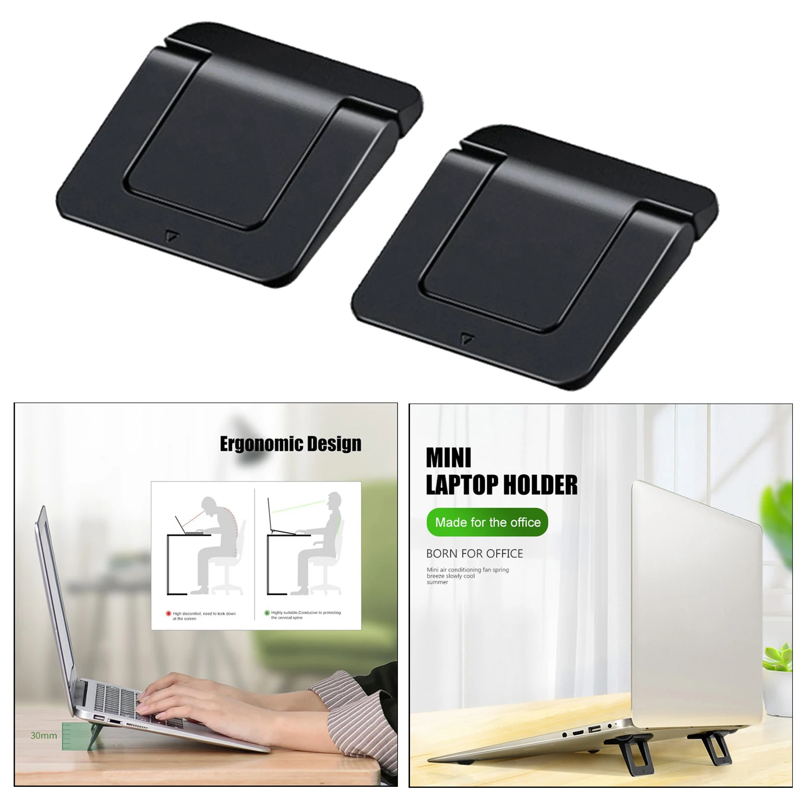 2 Pieces Mini Laptop Stand for Desk Invisible Foldable Laptop Riser Portable Laptop Holder for Tablets and Laptops Keyboard