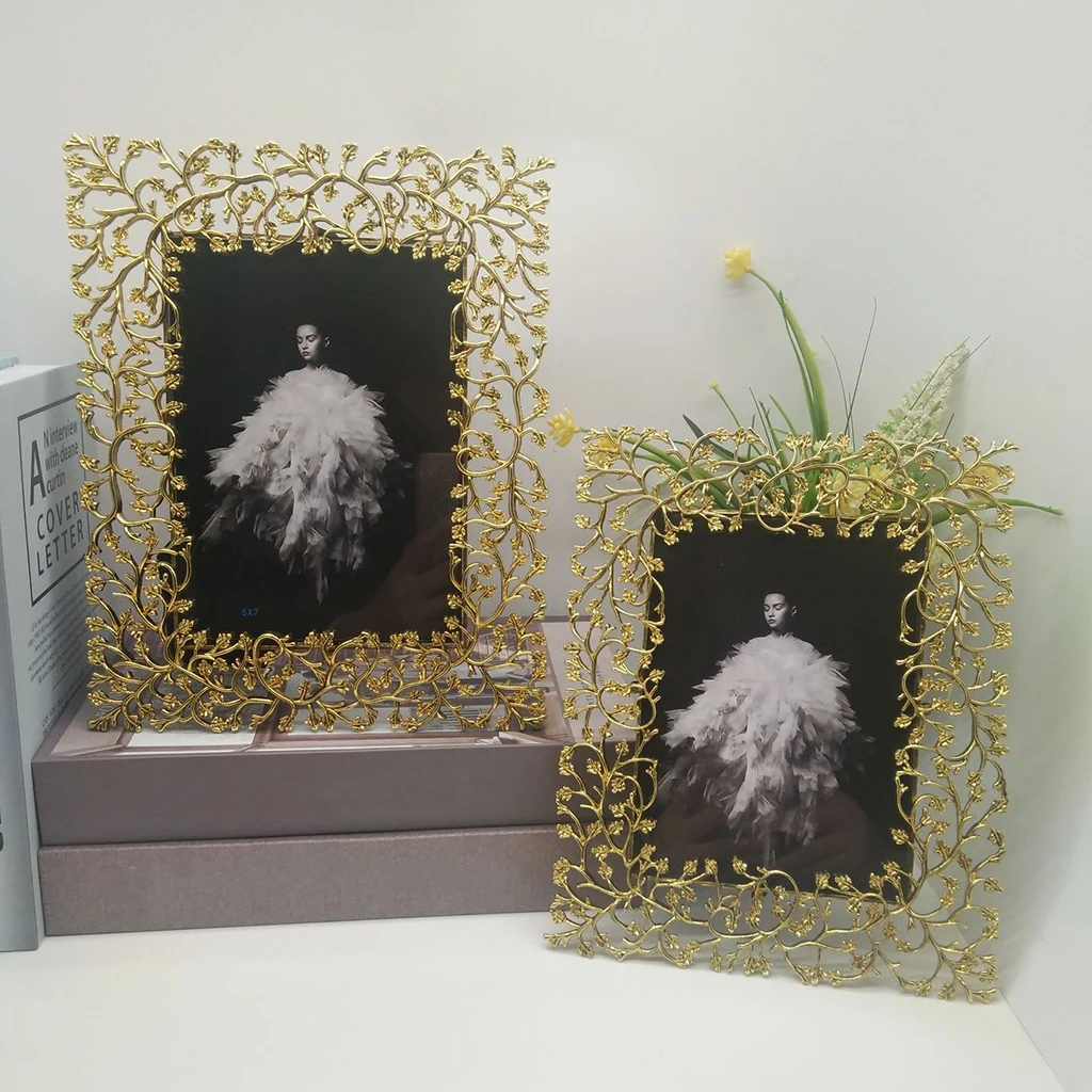 Gold Picture Frame, Contemporary Photo Frame Wall Mount or Table Top, Elegante Collection
