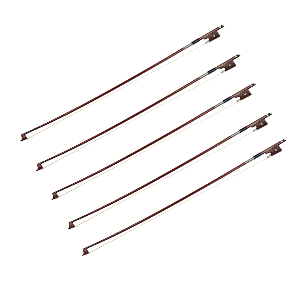 Durable 5Pcs Wooden 4/4 Violin Playing Bow Well Balance Quick Response 29.13inch Brown