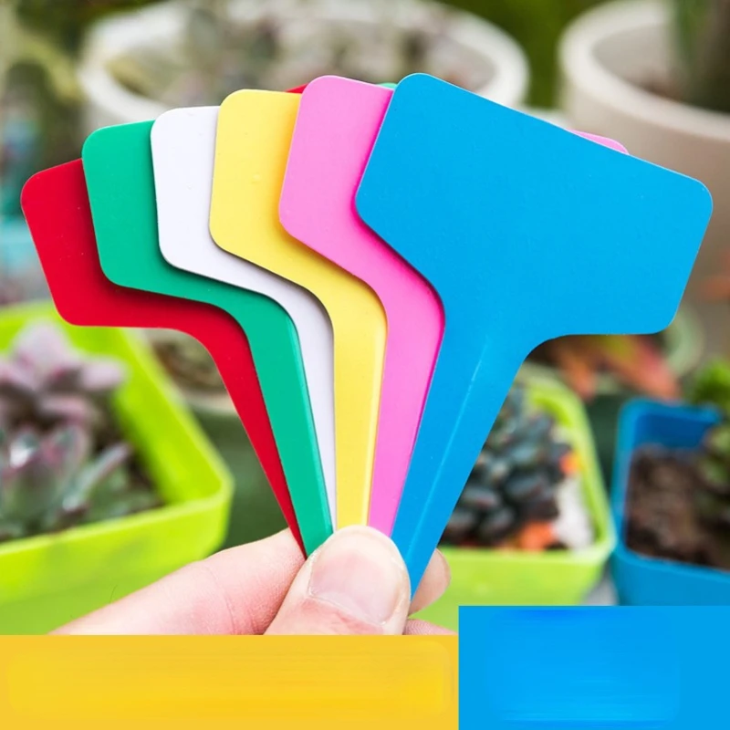 garden 100PCS/Set Plant Tags T Type Plant Markers Colorful Waterproof Label Nursery Garden Labels for Plant Pot Vegetable Seedling Tray ceramic flower pots