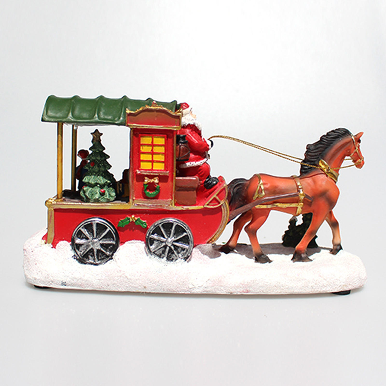 11 Inch Santa with Sleigh Multicolor Figurine Music Xmas Decoration for Home