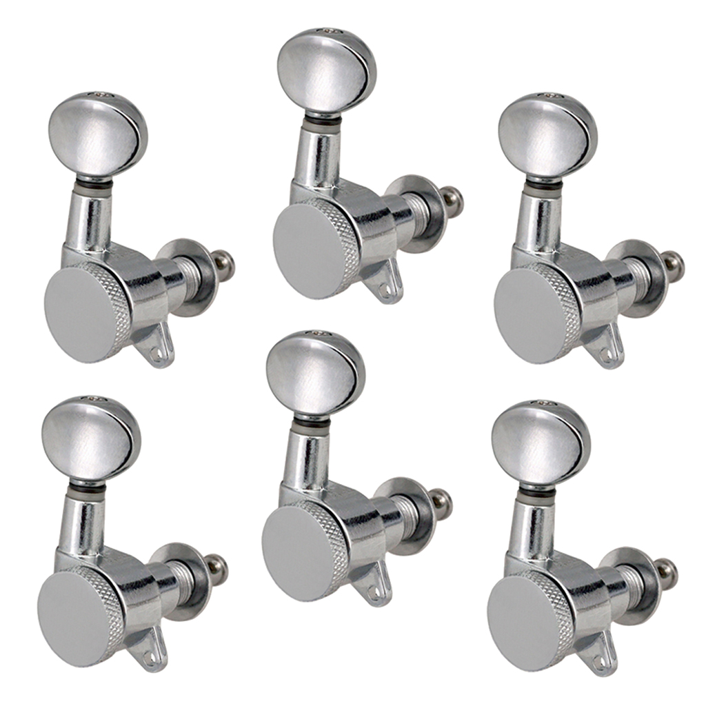 6 Pieces Guitar String Tuning Peg, Tuner Machine Heads Knobs - Locking String Set for Electric Guitar -Silver (6 for Right )