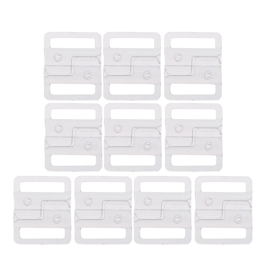 10 Set/pack Plastic Lingerie Bra Strap Sliders Adjuster Hook Clips for Corset Garter Bikini - Clear/white