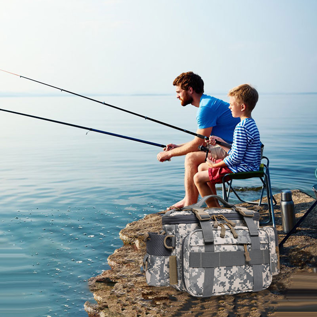 Fishing Tackle Bag 900D Oxford Lure Gear Shoulder Storage Bag Pack Organizer for Camping Fishing Hunting Hiking Outdoor