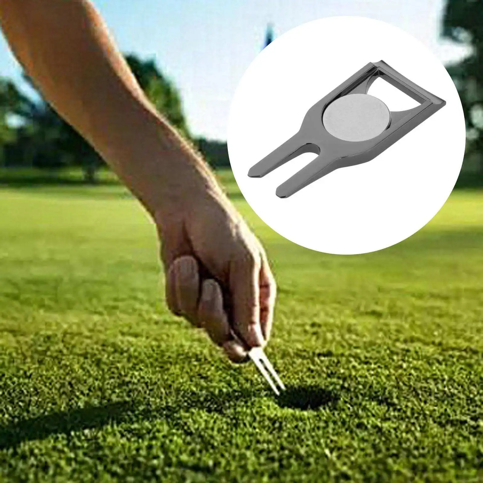 Golf Pitch Mark Score Counter Training Aids Foldable Multifunctional Lawn Golf Divot Portable Putting Green Fork Repair Tools