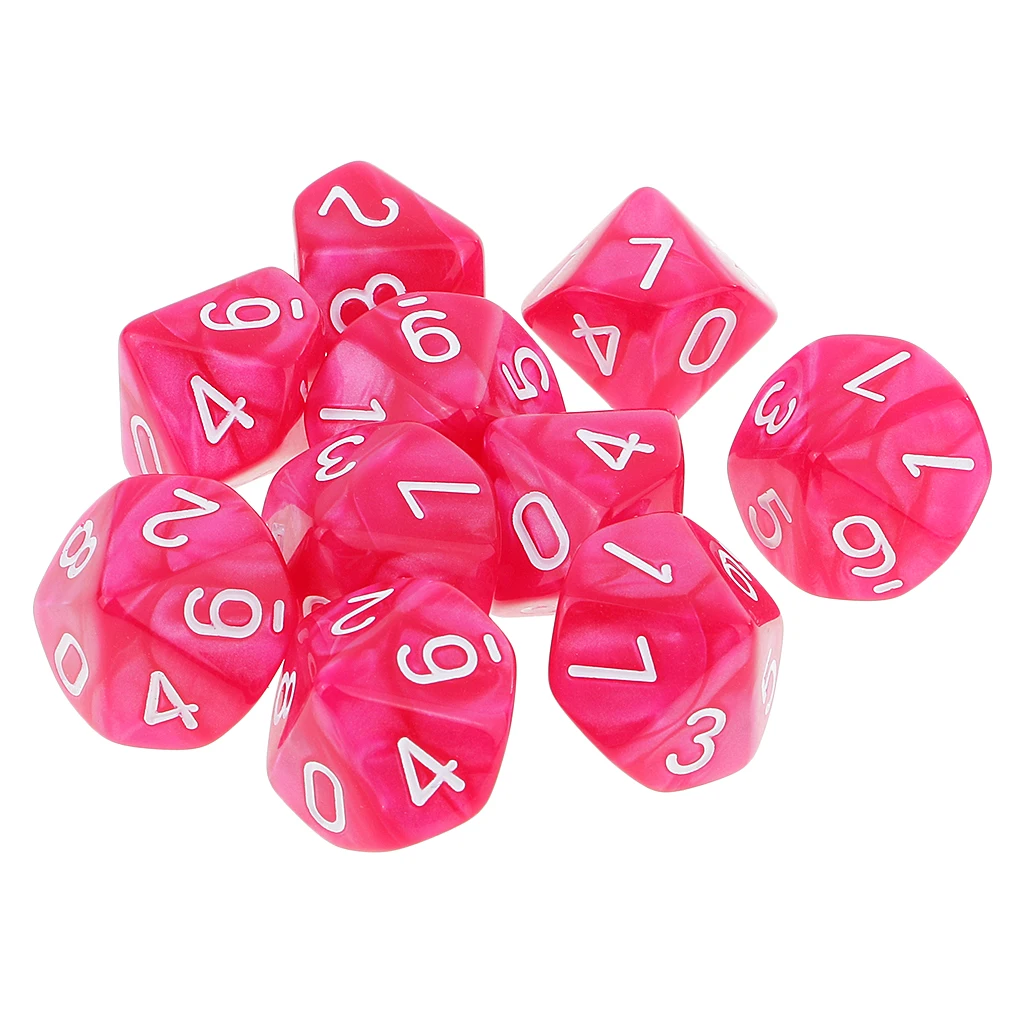 10PCS D10 Polyhedral Dice 10 Sided Dice for  DND RPG