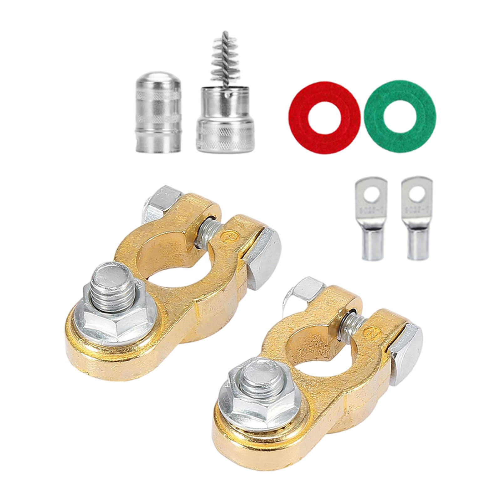 1 Pair New Auto Car Replacement Battery Terminal Clamp Clips Brass Connector