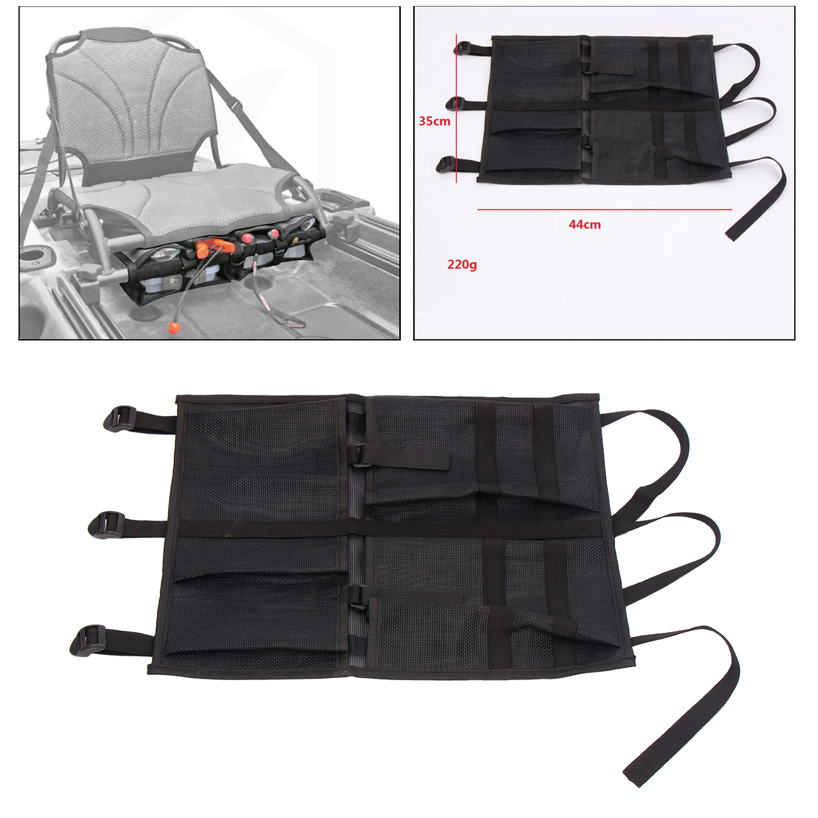Kayak Canoe Fishing Pockets Mesh Bag Storage Sleeve Marine Boat Accessories