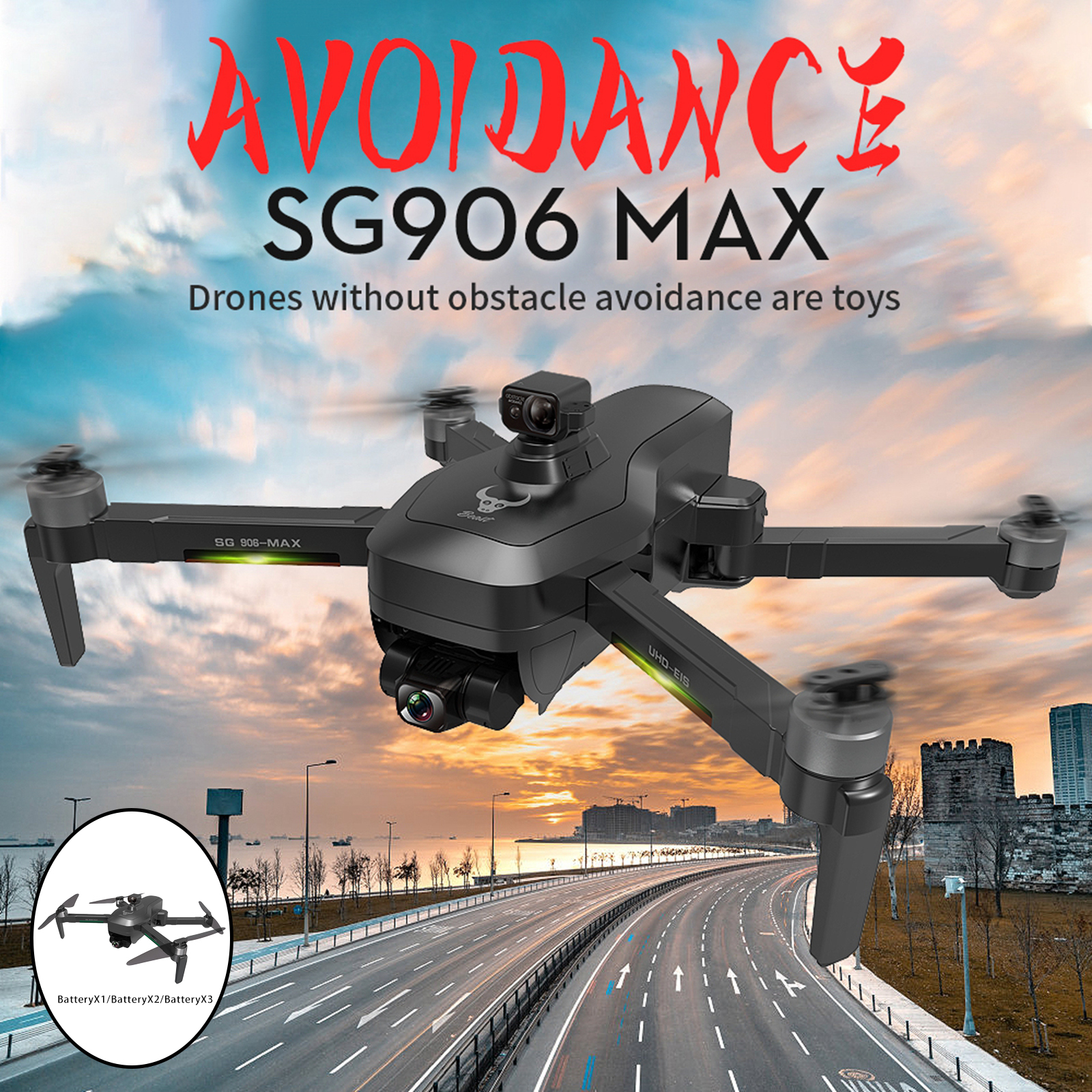 Foldable SG906 MAX Drone 4K HD Camera Obstacle Avoidance 3-Axis Gimbal Long Distance WiFi FPV Quadcopter Drone Live Video