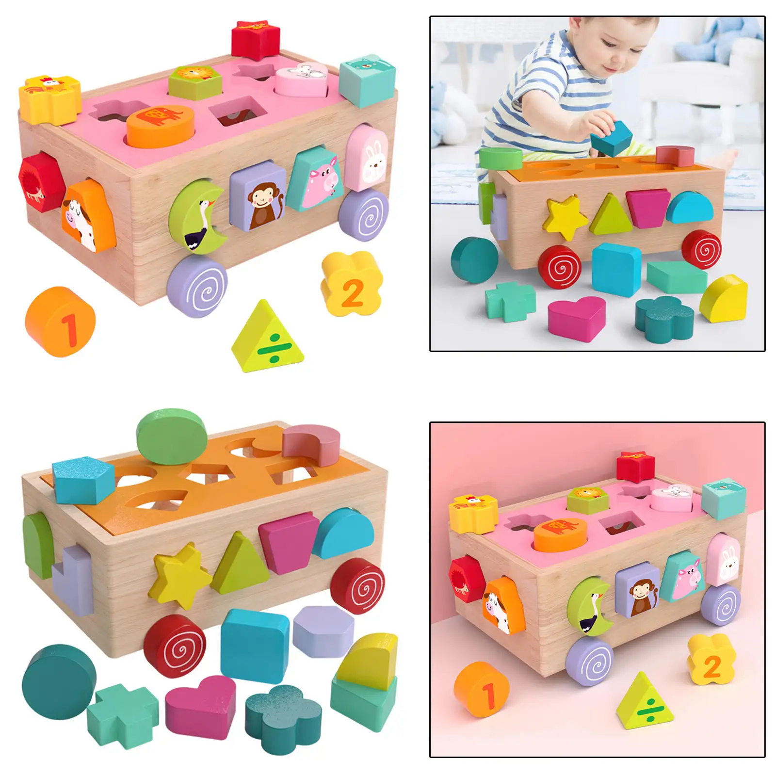 Shape Sorting Cube Gifts Geometry Learning Early Educational DIY Montessori Shape Sorter Puzzle for Boys & Girls Children Baby