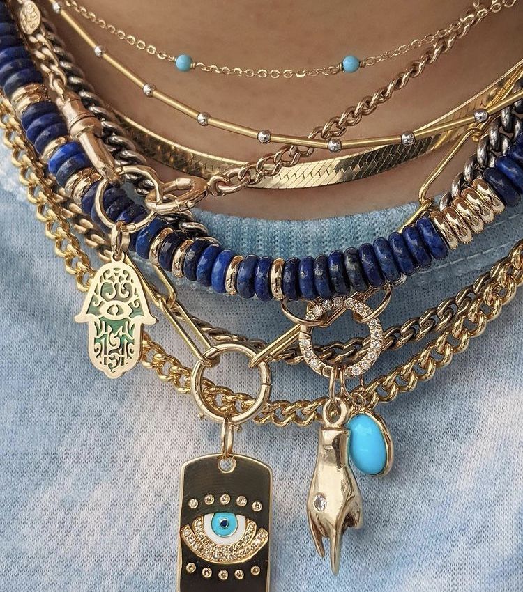 Kreuz Herz Türkische Böse Blaue Auge Charms Diy Anhänger Halskette Ohrringe Zubehör Machen Gold Farbe Charms für Schmuck Machen – Detail 4