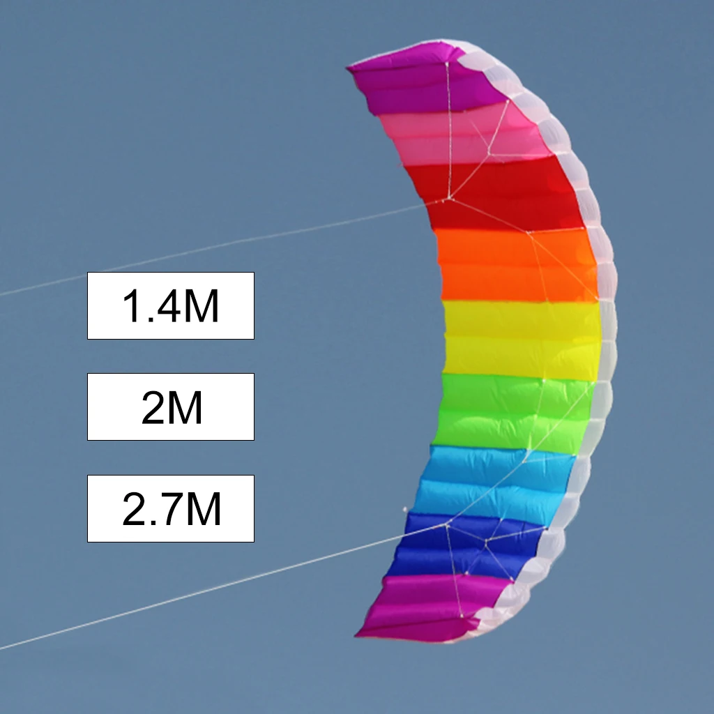 Large Dual Line Parachute, Rainbow Stunt Power Flying Kite Outdoor Surfing