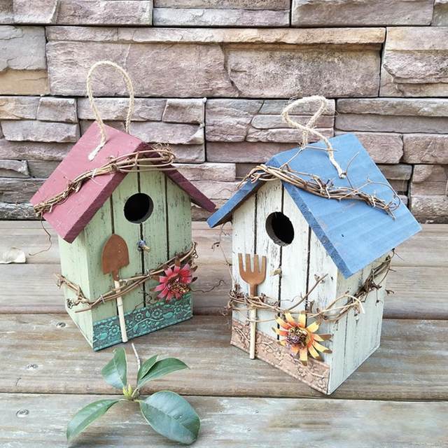 367a Maisons D'oiseaux En Bois Murales Petite Maison D'oiseaux Avec  Perchoir Pour Jardin Extérieur Maisons D'oiseaux À Peindre - Oiseau Cages  Et Nids - AliExpress