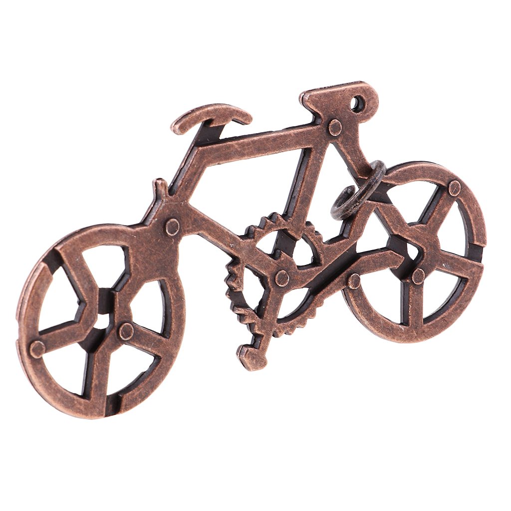 Brain Teaser Metal Puzzle Magic IQ Test Mind Adults Kids Toy Funny - Bike 11x5.2cm