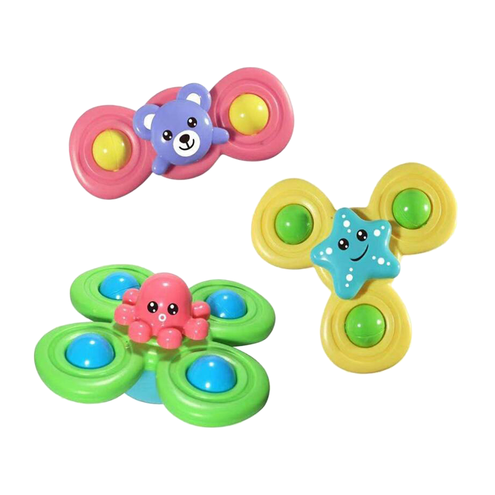 3x Interesting Baby Bath Toys Top Spin Spinning Top Sucker Toy Kids Gift