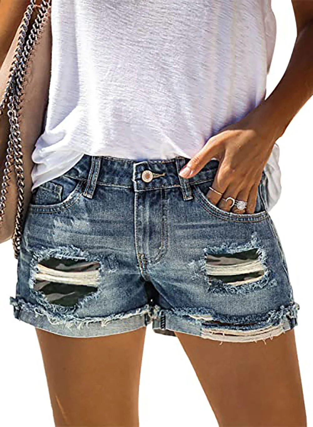 Summer Womens Hole Short Jeans Leopard Jean Shorts Casual Mid Waist Print Camouflage Ripped Patch Denim Shorts For Women XXL adidas shorts